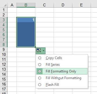 fillhandle formatting