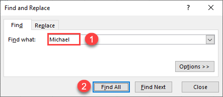 find and select cells find data 2