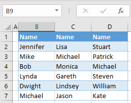 find and select cells initial data