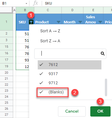 google sheets clear filter 1