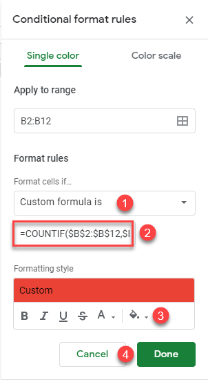google sheets conditional formatting 2