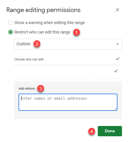 google sheets custom permissions