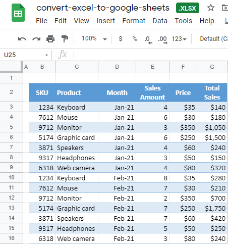 google sheets file from excel