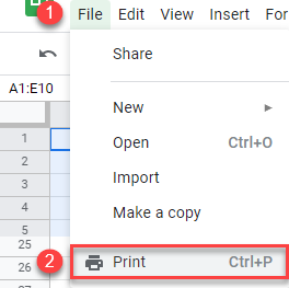 google sheets print