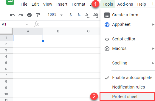 google sheets protect sheet