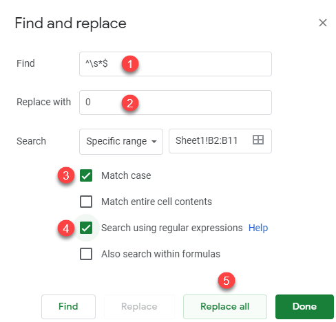 google sheets replace blank cells with 0 2