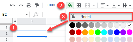 google sheets reset color