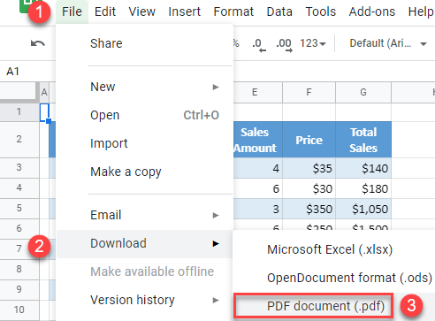 google sheets save as pdf