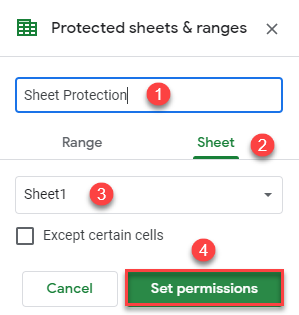 google sheets set permissions