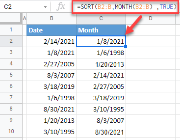 google sheets sort dates 1