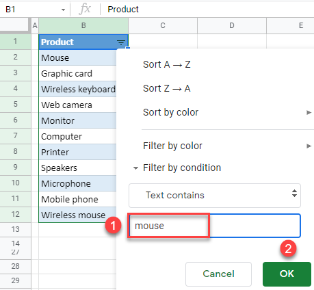 google sheets text contains 2