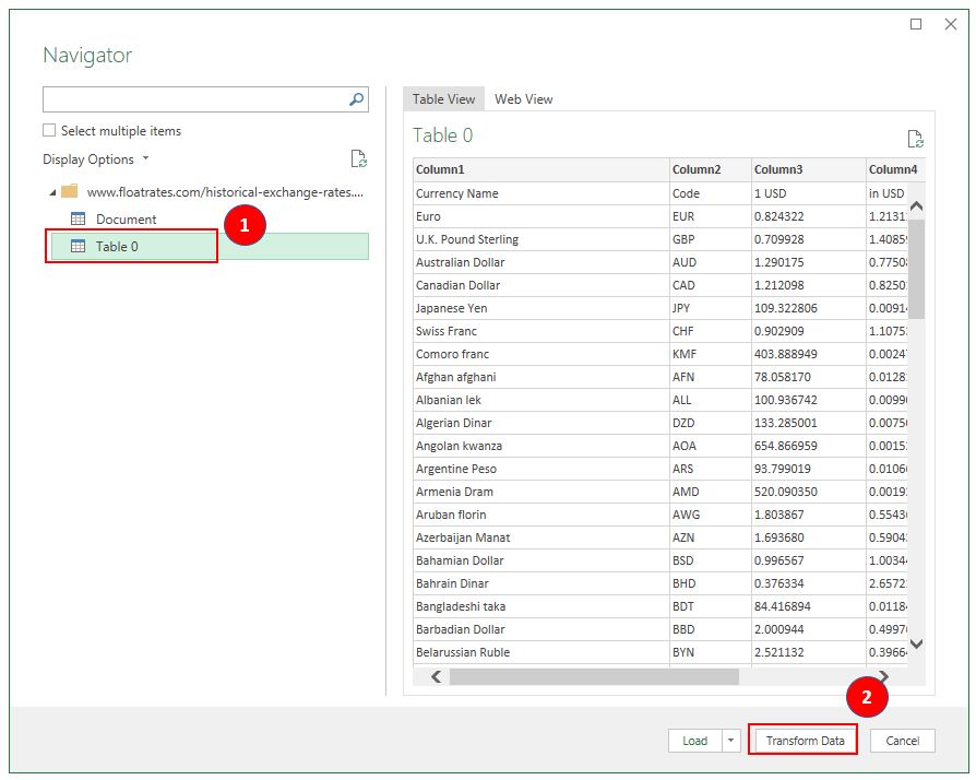 importweb transform data