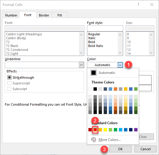 make negative numbers red conditional formatting 4