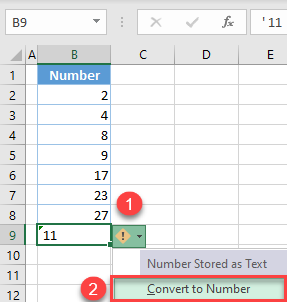 number stored as text sort b