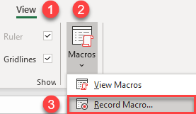 record macro excel