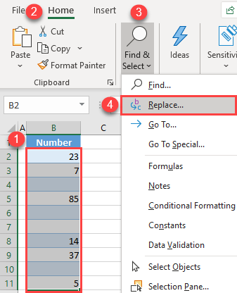 replace blank cells with 0 2