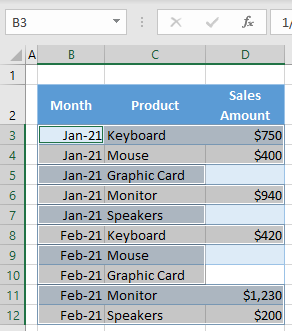 select all cells with values final data