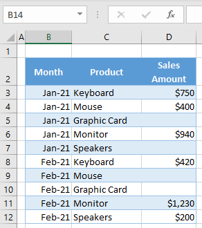 select all cells with values initial data