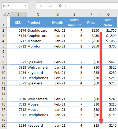 sort and ignore blanks final data 1