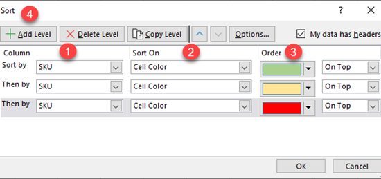 sort by color excel