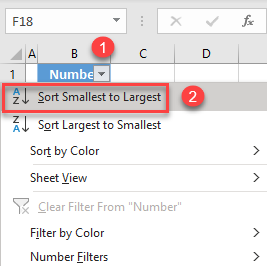 sort by number filter 2