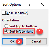 sort single row horizontally 4