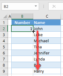 autofill numbers fill handle 1