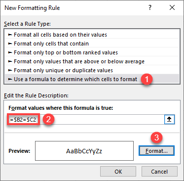 conditional formatting based on adjacent cell 2