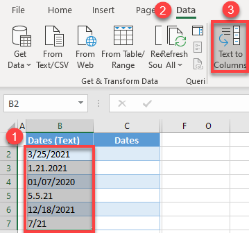 convert string to date text to columns