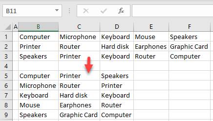 excel multiple rows transpose data final