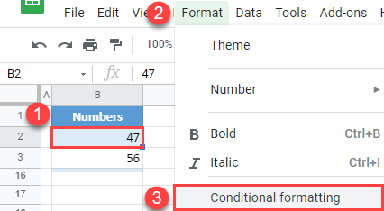 google sheets conditional formatting create