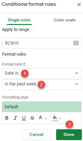 google sheets conditional formatting dates 2
