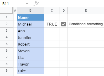 google sheets conditional formatting with checkbox 2