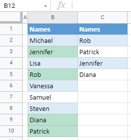 google sheets highlight cell if value exists in another column final