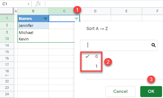 google sheets remove unique values 1a