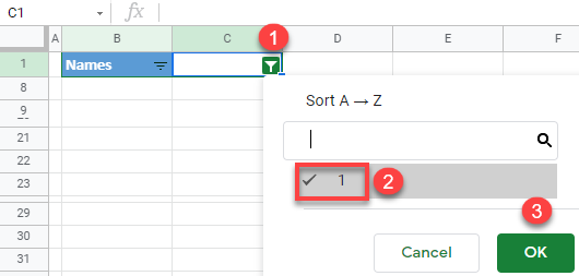 google sheets remove unique values 3a