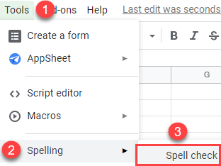 google sheets spell check