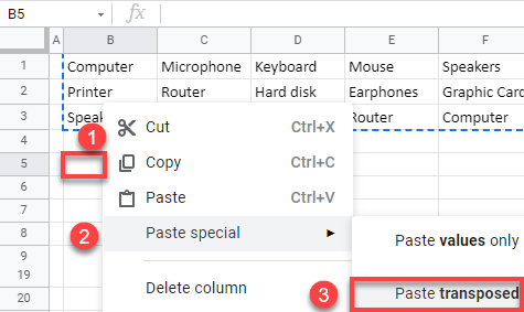 transposed columns