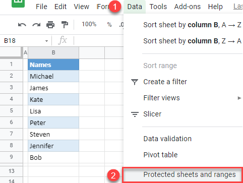 google sheets unprotect range