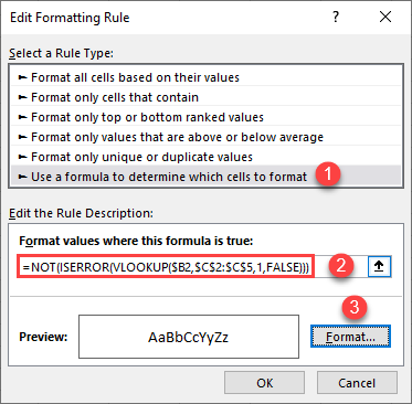 highlight cell if value exists in another column 2