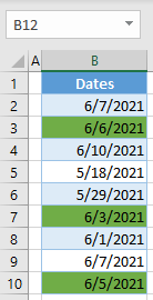 highlight dates between date range final