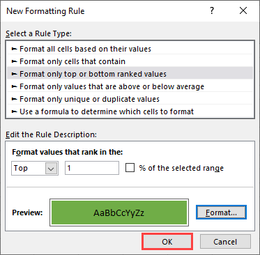 highlight highest value conditional formatting 4