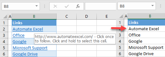 remove a hyperlink initial data