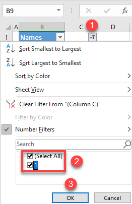 remove unique values filter values