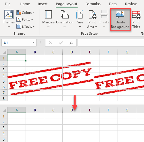 remove watermarks in excel