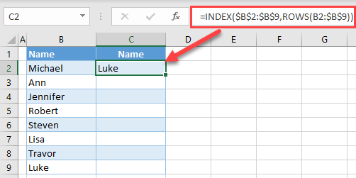 reverse the order of data formula