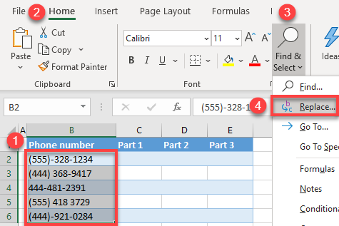 separate number find and replace