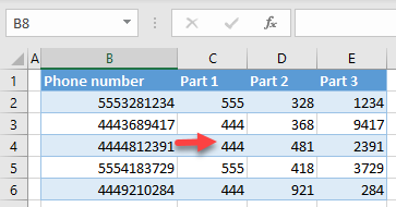separate numbers excel final data
