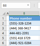 separate numbers excel initial data