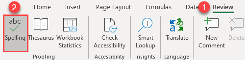 spell check excel